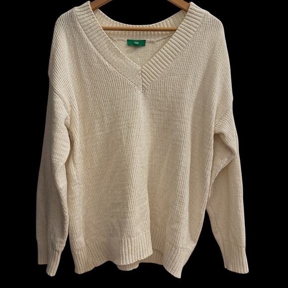Dip Women’s 70s Refresh Cream V-Neck Pullover Sweater 100% Preppy Basic - Picture 1 of 5